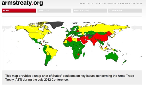 Screen capture of armstreaty.org's home page